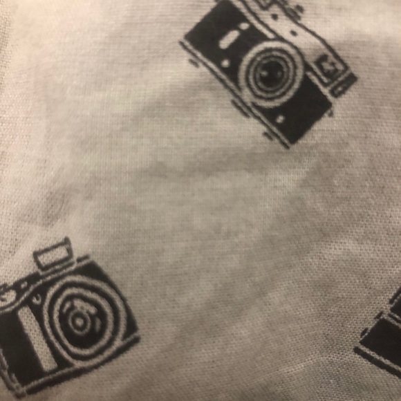 2/$30 Style&Co Camera print gray button down top - Picture 3 of 4